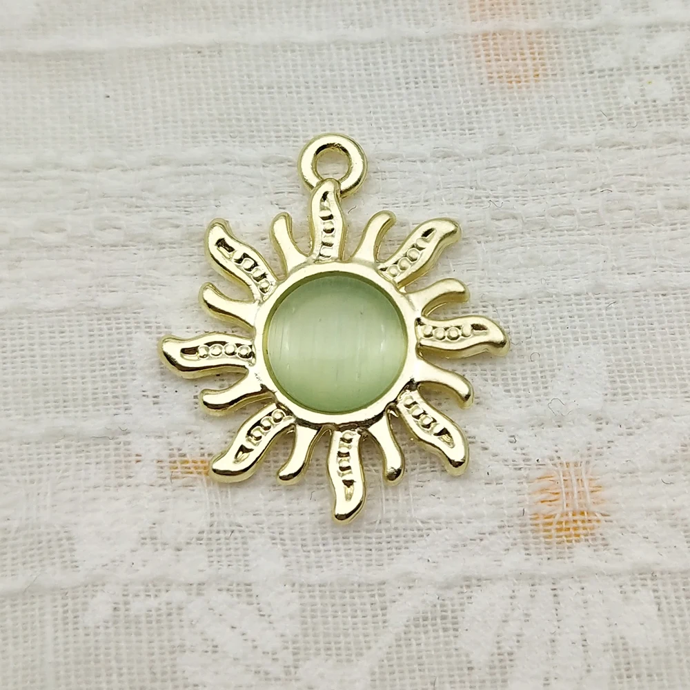 10pcs Sun Charms for Jewelry Making Enamel Necklace Keychain Phone Pendant Diy Accessories Alloy Metal Gold Plated