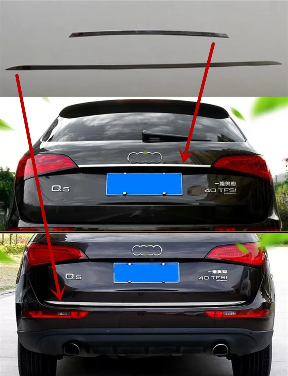 

Fit for AUDI Q5 2009-2016 Stainless steel Chrome Rear Trunk Cover Trim Tail Gate Cargo Door Handle Garnish Molding Styling