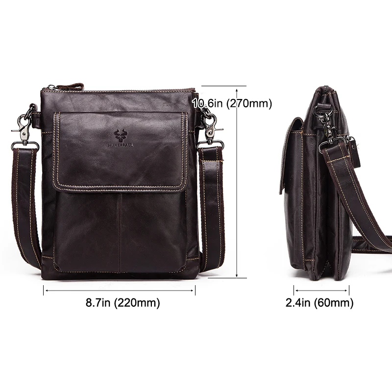 HUMERPAUL Brand Genuine Leather Men\'s Messenger Bag Business Shoulder Bags for Work High QUality Male Cowhide Handbag Bolso