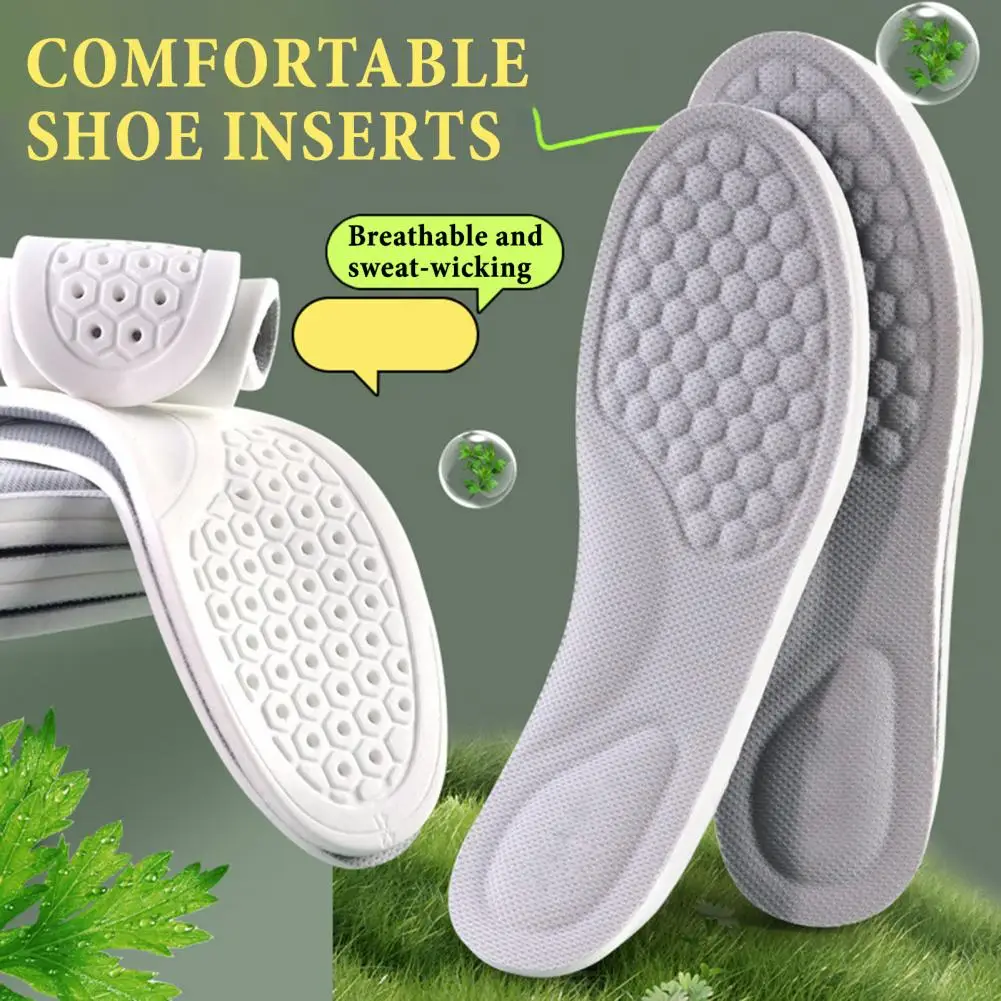 1 Pair Comfort Insoles with Arch Support Shock-Absorbing Breathable Shoe Inserts Cushioned Footbed for Sports Work Boots