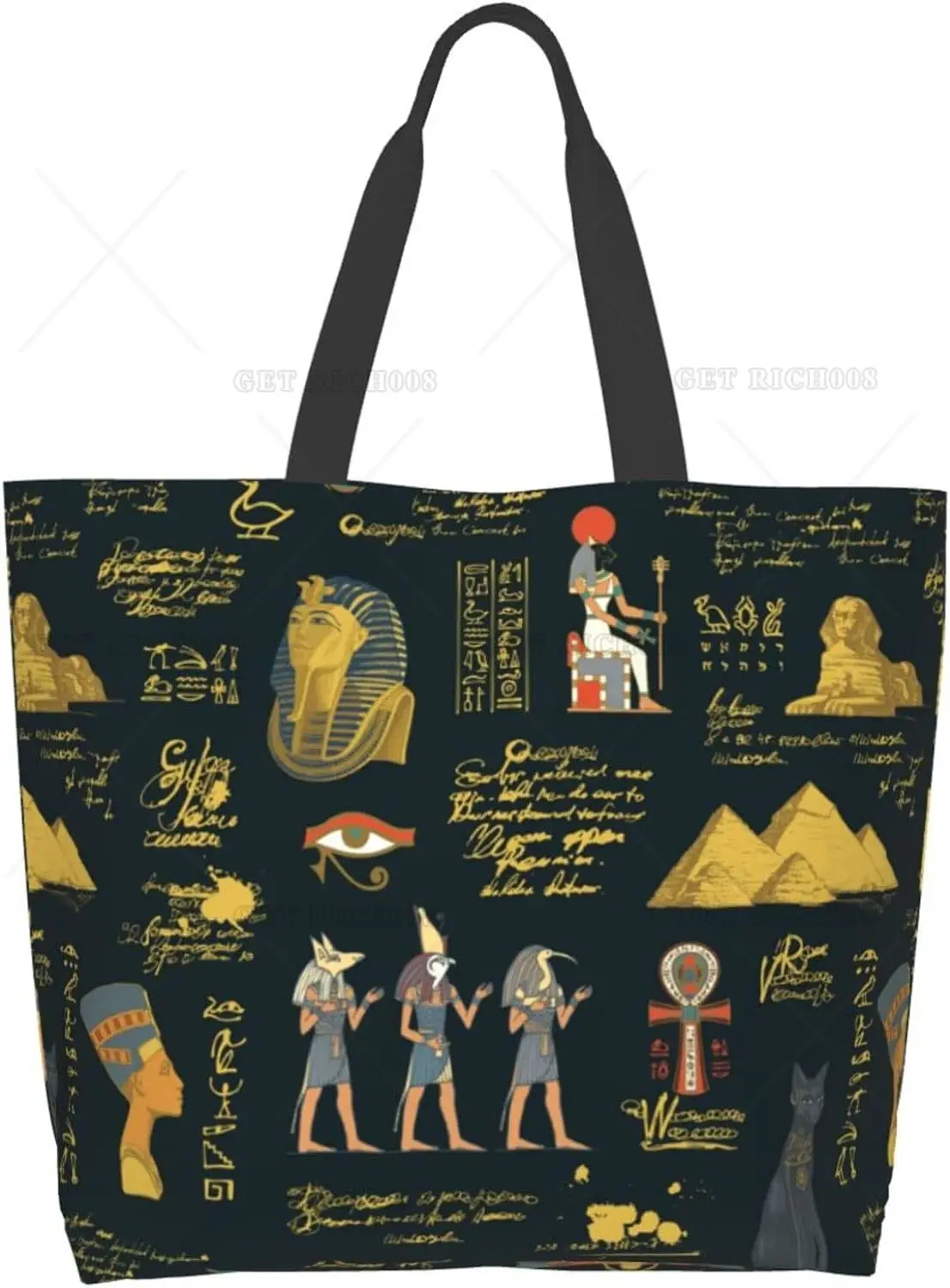 Stili egiziani Tote borsa a tracolla Hieroglyphs borse maniglia di stoccaggio Shopping Bag borsa portatile egitto borsa supermercato moda