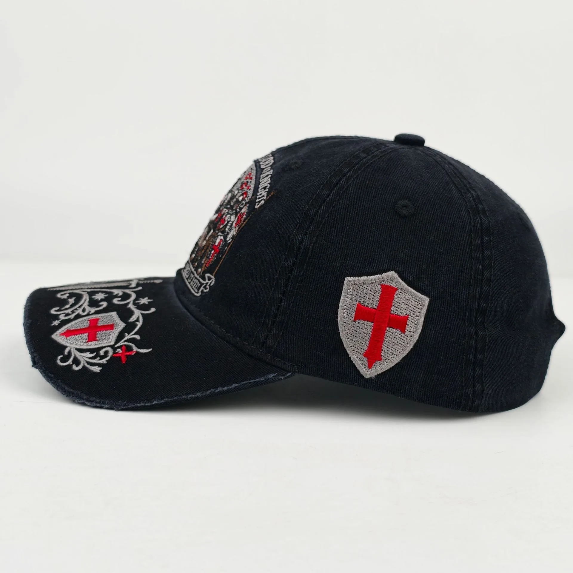 European-Style Vintage Distressed Templar Knight Embroidered Baseball Cap, Unisex Outdoor Trucker Hat view 6