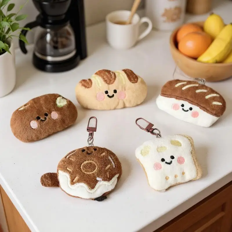 Leuke Cartoon Donut Brood Pluche Decoratie Hanger Sleutelhanger Kawaii Gesimuleerde Voedsel Gevulde Pop Rugzak Hanger Accessoires Geschenken