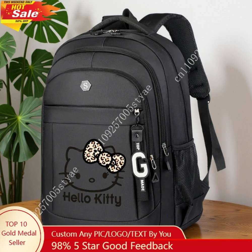 

Hello Kitty Black Backpack Male and Female Junior Oxford Cloth College Backpack Large Capacity Travel Backpack