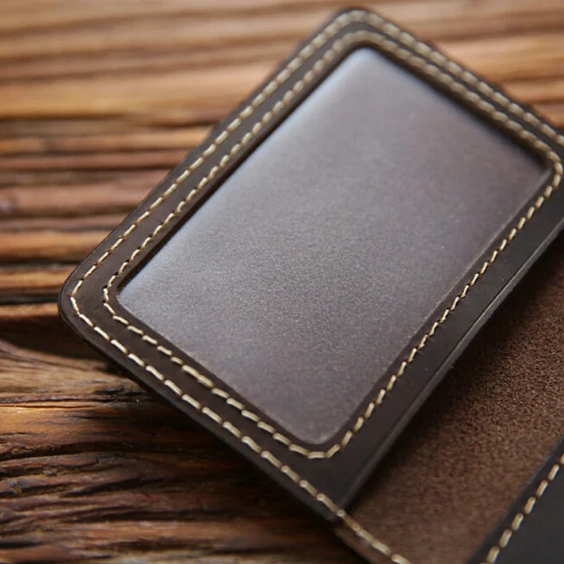 Custodie per carte in pelle Crazy Horse retrò Porta carte di credito in pelle bovina da uomo Portafoglio fatto a mano ultrasottile sottile per patente di guida