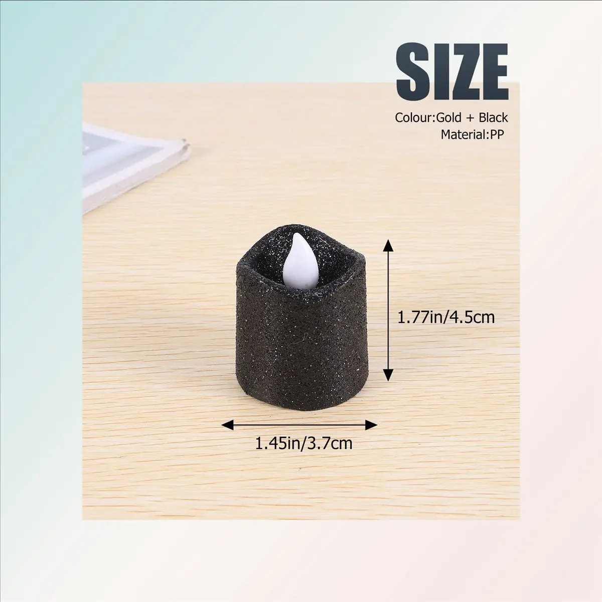 A48U 24 Packs Gold Flameless Votive Candles Black Glitter LED Tealights Battery Operated Tea Lights Warm Yellow Light Holder