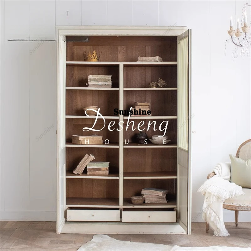 

Wedding French Wood Wardrobe Painted European Cabinet Girls Open Closet Organizer Storage White Armario De Ropa FurnitureY