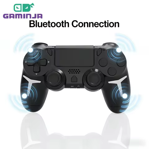 GAMINJA Wireless Gamepad with 6-Axis Gyroscope Dual Vibration Touch Pad - Bluetooth Controller for PS4 PS3 Console And PC