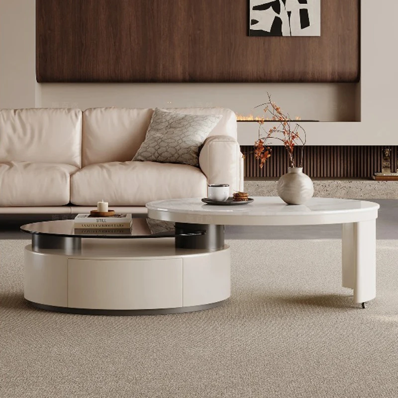 Save Space Luxury Coffee Table Minimalist Premium Effect Cream Cloud White Coffee Table Unique Simple Couchtisch Home Decoration