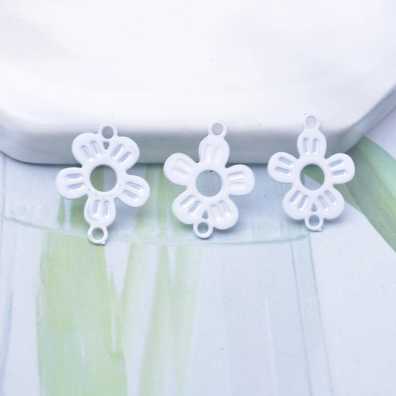100 Stück/Lot AC10887 10*14mm Messing Kleine Blumen-Verbindungsstücke Bunte Schmuck-Ohrring-Accessoires – Detail 6