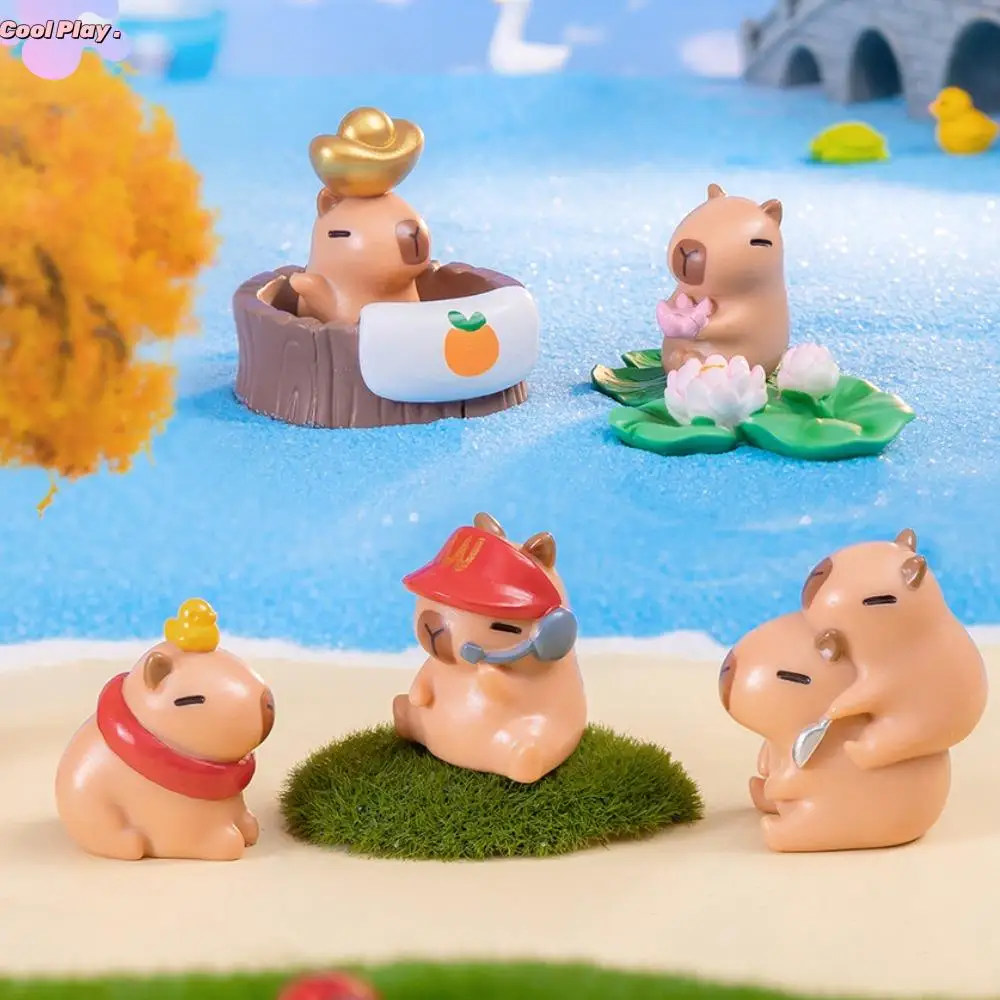 

Micro Landscape Mini Capybara Ornament Simulation Model Capybara Figure Toys Resin Mini Capybara Resin Ornaments Sculpture