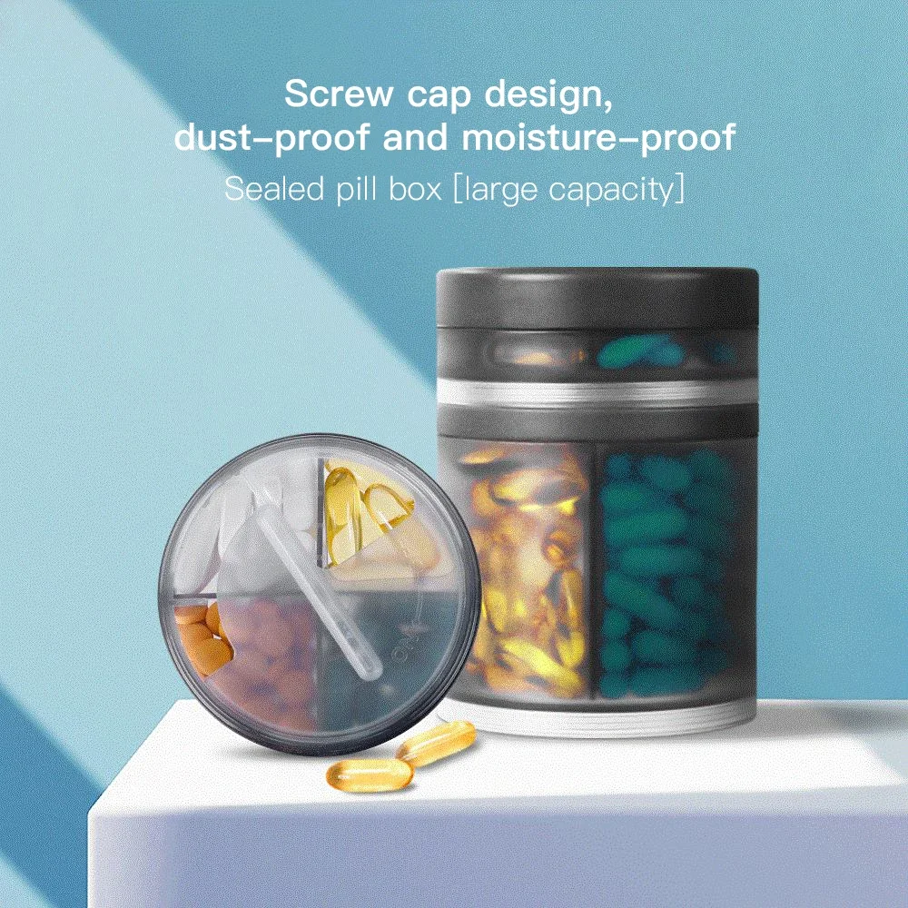 

Large Capacity Sealed Pill Organizer, Medicine Dispenser, Tablet Pillbox Case, Drug Divider Storage