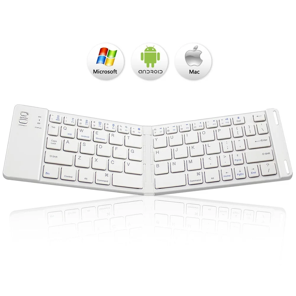 KSTOP Ultra-thin Foldable Wireless Bluetooth Keyboard Rechargeable Portable Keyboards For PC Mac Smartphone Windows iOS Android