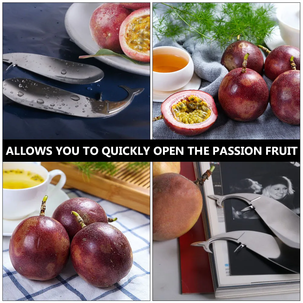 

2Pcs Stainless Steel Passion Fruit Opener Whale Design Practical Fruit Cutter Passionflower Spoon Kitchen Gadget