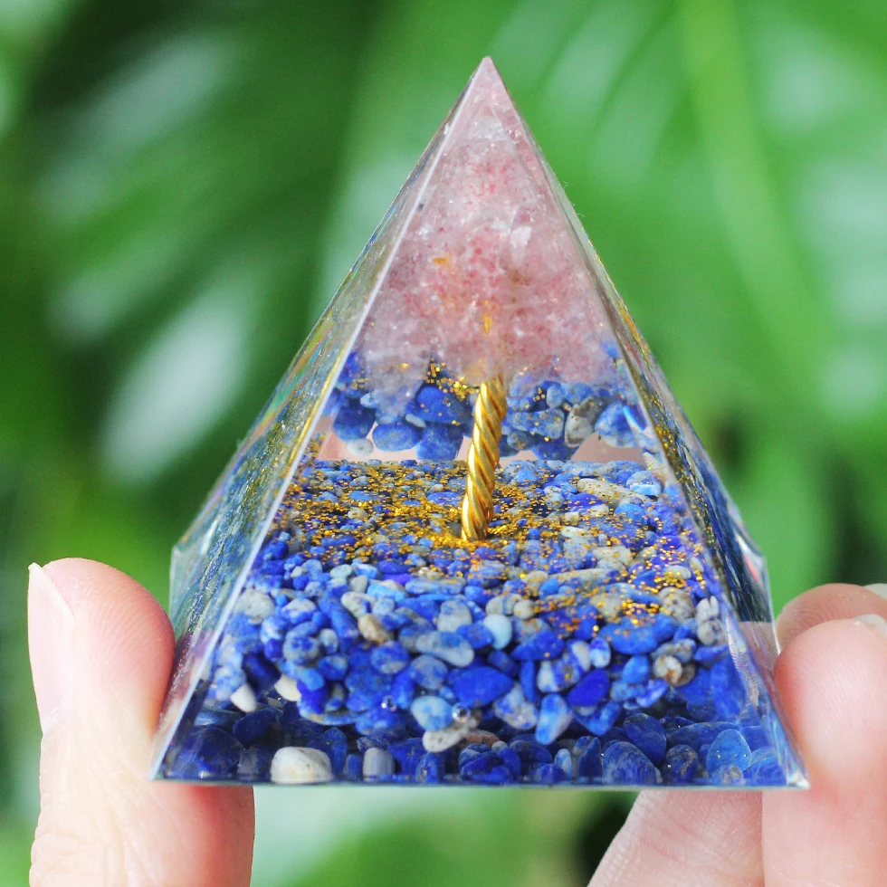 Naturstein-Amethyst-Kristall, Energiegenerator, Orgon-Pyramide für E-Energie-Schutz, Heilung, Meditation, Orgon-Kristall-Chakra