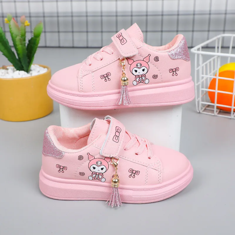 Sanrio dziewczęce modne trampki dziecięce antypoślizgowe obuwie Cartoon Anime Kuromi grube podeszwy buty dziecięce buty deskorolkowe