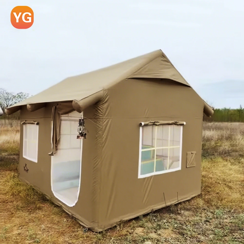 Tenda gonfiabile portatile automatica a configurazione rapida per 3-4 persone Tessuto Oxford resistente alle intemperie per campeggio all'aperto