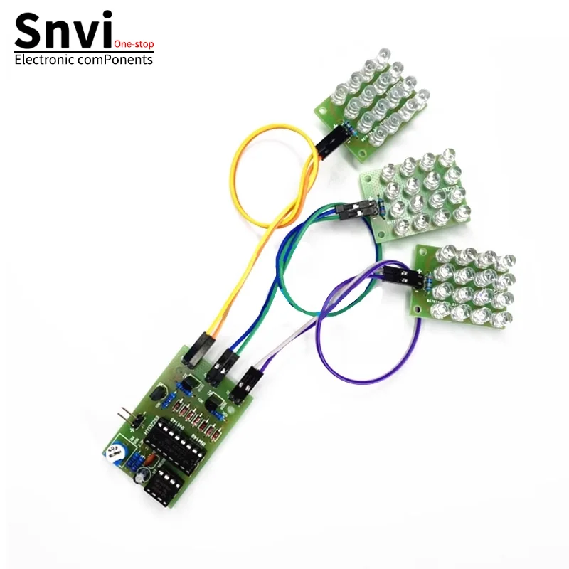 Snvi CD4017 NE555 LED Stroboskop-Licht-Set Rot Weiß Blau Blitz Alarm Warnleuchte DIY Löt-Elektronik-Bausatz