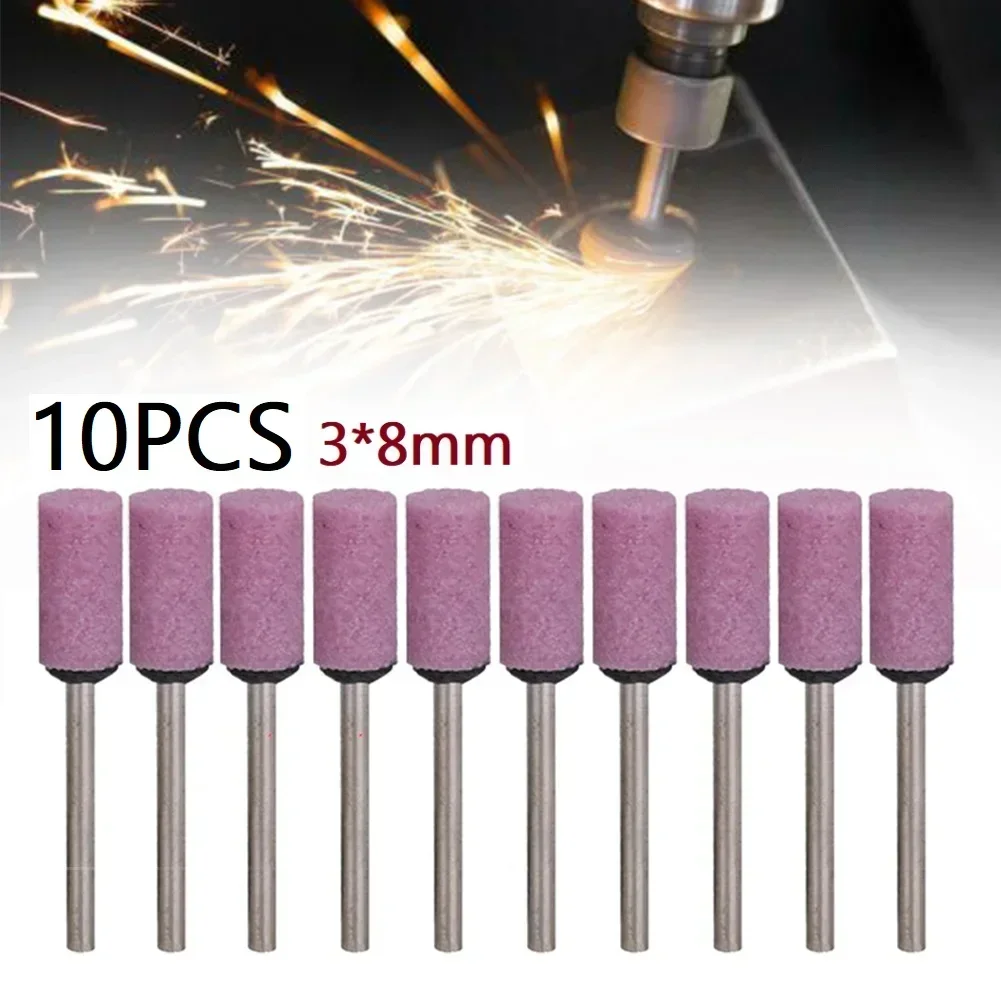 10 Pcs Moagem Cabeça Bit Polimento Cabeça Roda Pedra Abrasiva Montada 3*8mm Para Ferramentas Rotativas Acessórios Moedor Elétrico