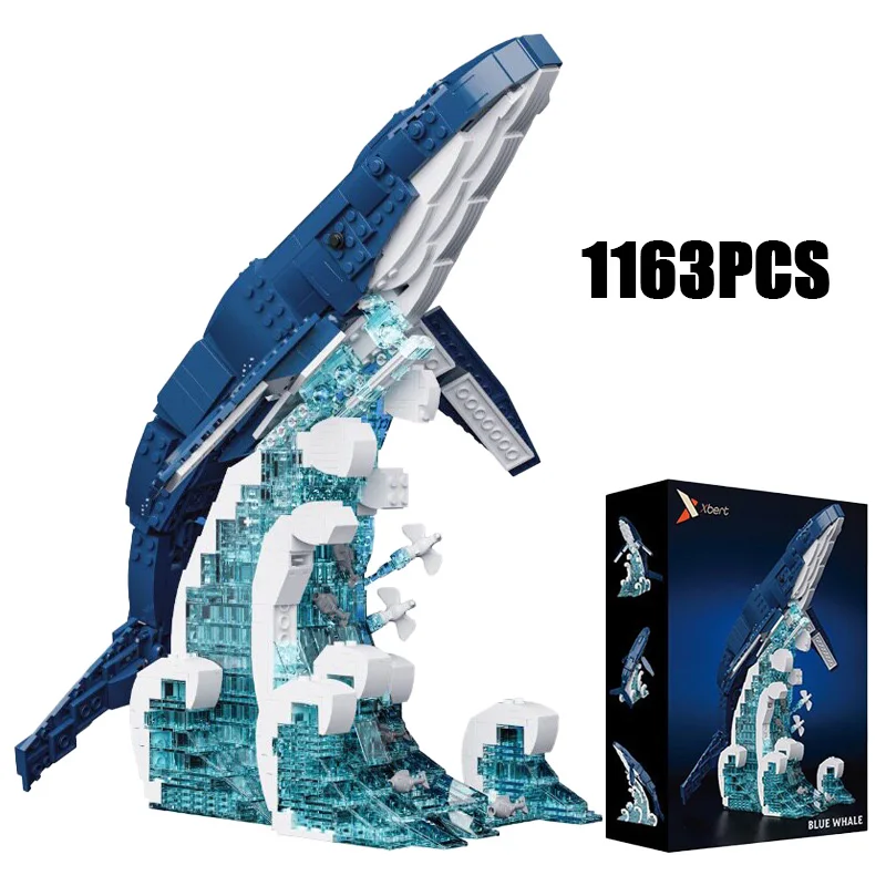 

1163PCS Creative Blue Whale Model Building Blocks Exquisite Collectibles Construction Bricks Toy The Perfect Gift For Boy