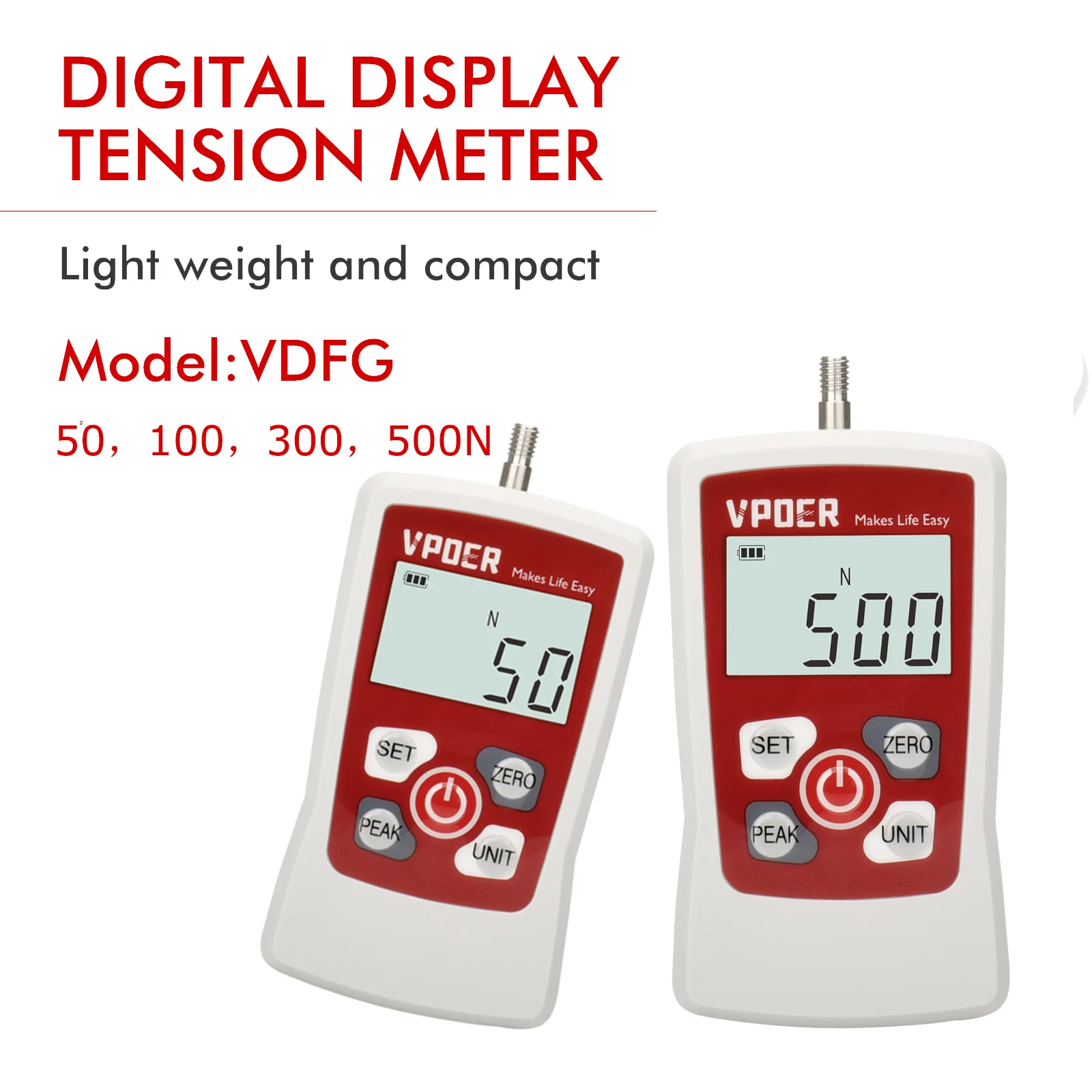 Medidor de Força Digital Vdfg 50n 100n 300n 500n Push Pull Gauge Tester Medidor de Força Portátil com Retroiluminação Automática Lcd Desligamento Automático