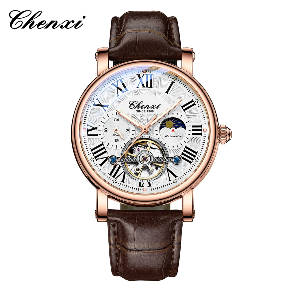 

CHENXI Механические часы для мужчин Модные деловые автоматические мужские часы Светящиеся водонепроницаемые мужские часы