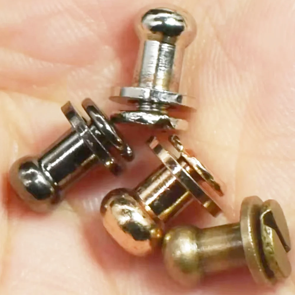 4PCS Pure Brass Round Head Screw Studs Brass Button Nail Rivet Leather Craft Hardware DIY Accessories 5/6/7/8/9/10mm