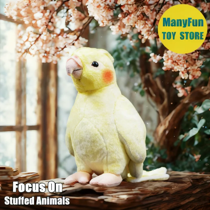 

Lutino Cockatiel Plush Toy - Realistic Yellow Parrot Stuffed Animal, Lifelike Bird Plushie Simulation Gift for Bird Lovers