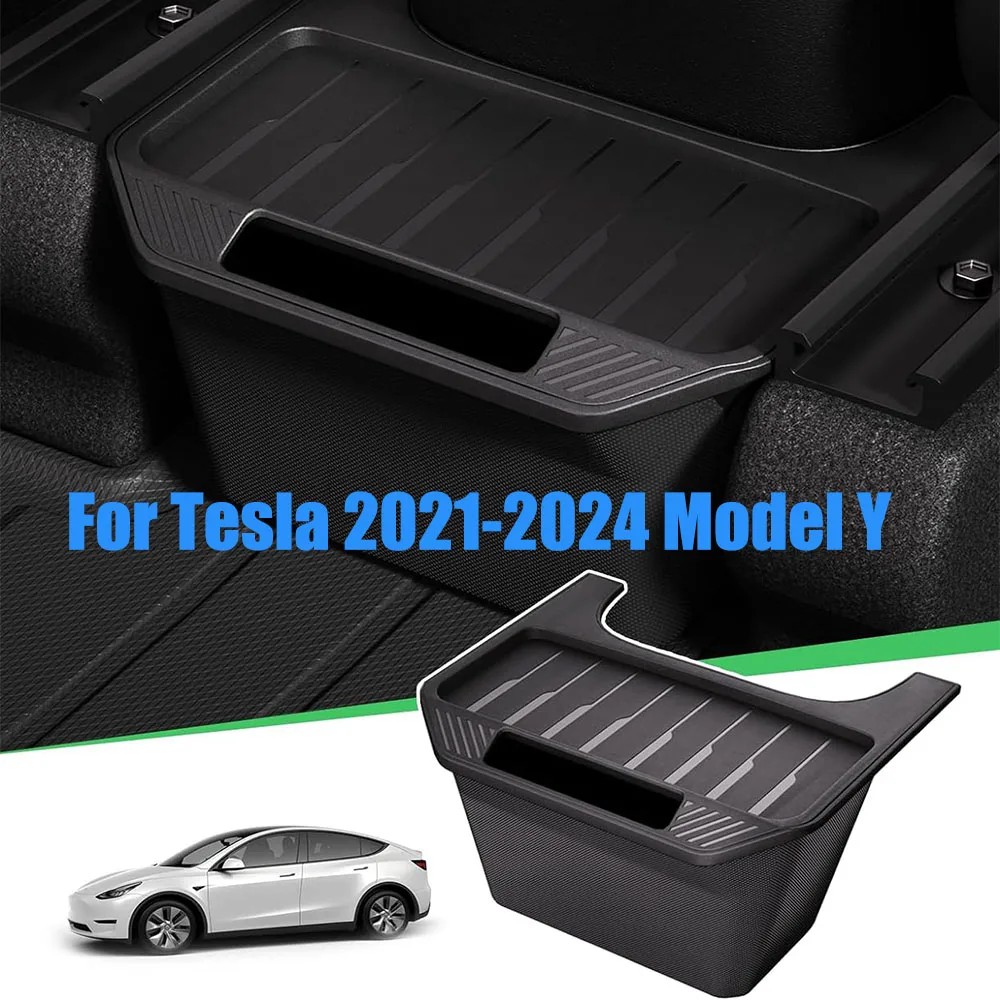 

For 2024 Newest Tesla Model Y 2023 Trash Can Organizer Rear Center Console Organizer Rear Bin 2nd Row Seat Backseat Storage Box