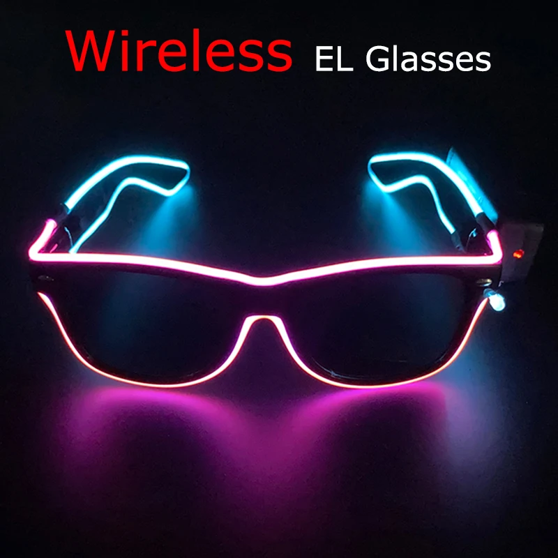 Bezprzewodowe okulary LED Party Light up Glasses Neon Party Flashing Glasses EL Wire Glowing Glow Sunglasses Bright Light Supplies