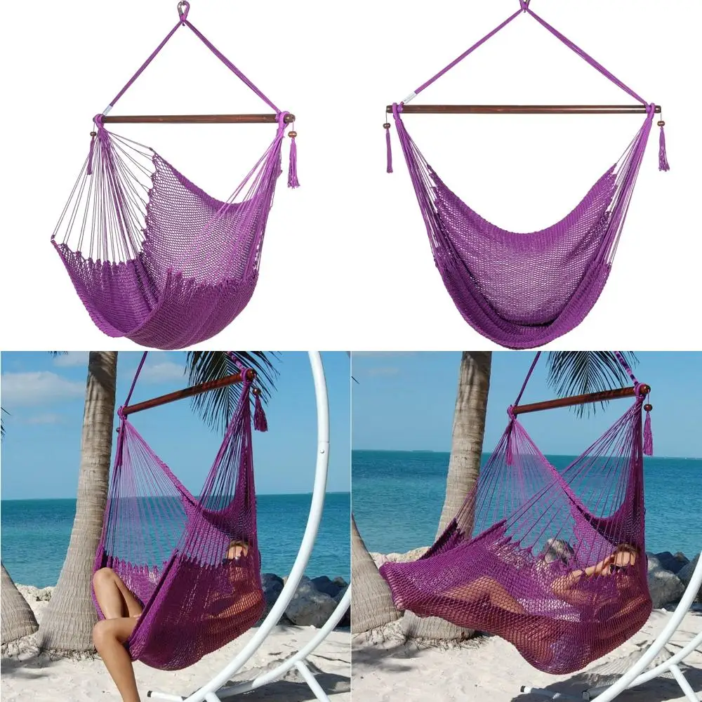 

Purple Polyester 48 Inch Caribbean Hammock Chair for Hanging, Ideal for Outdoor Relaxation and Comfort