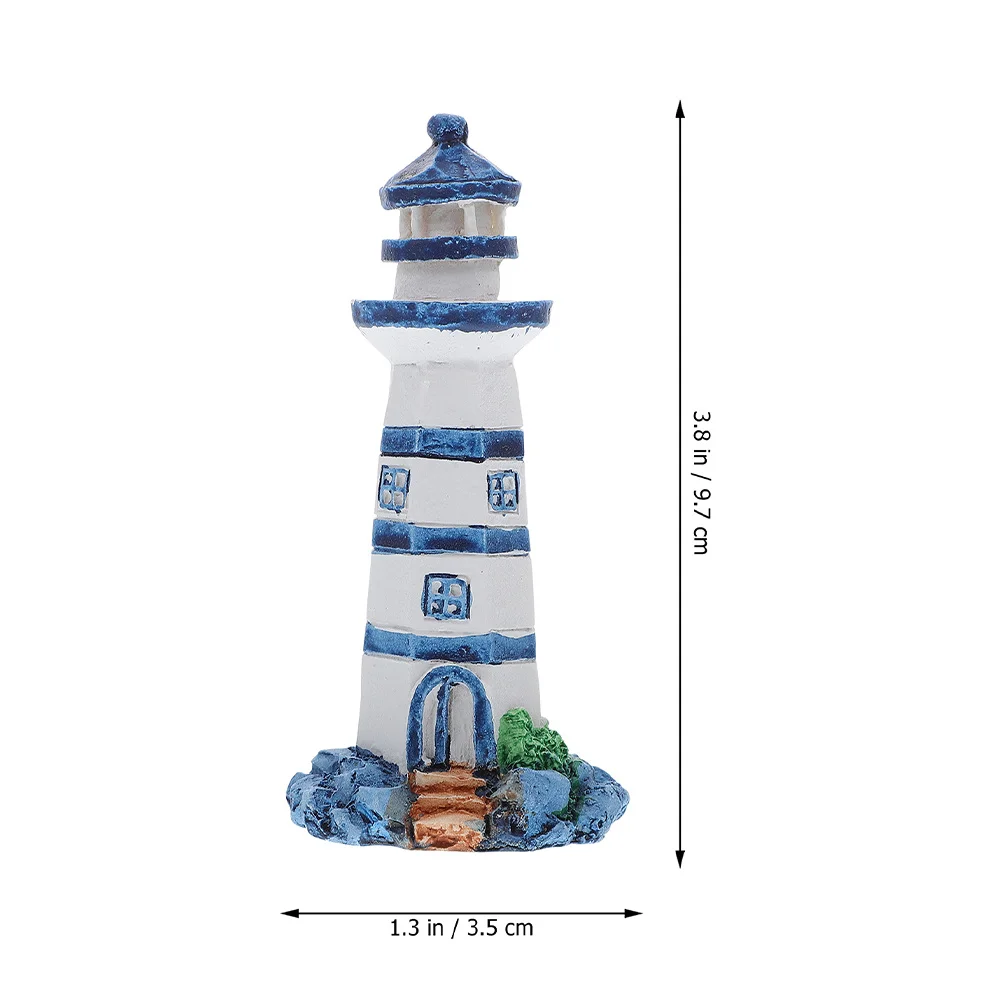 

2Pcs Resin Lighthouse Ornament Mediterranean Coastal Nautical Desktop Decoration Home Decor Sea Theme