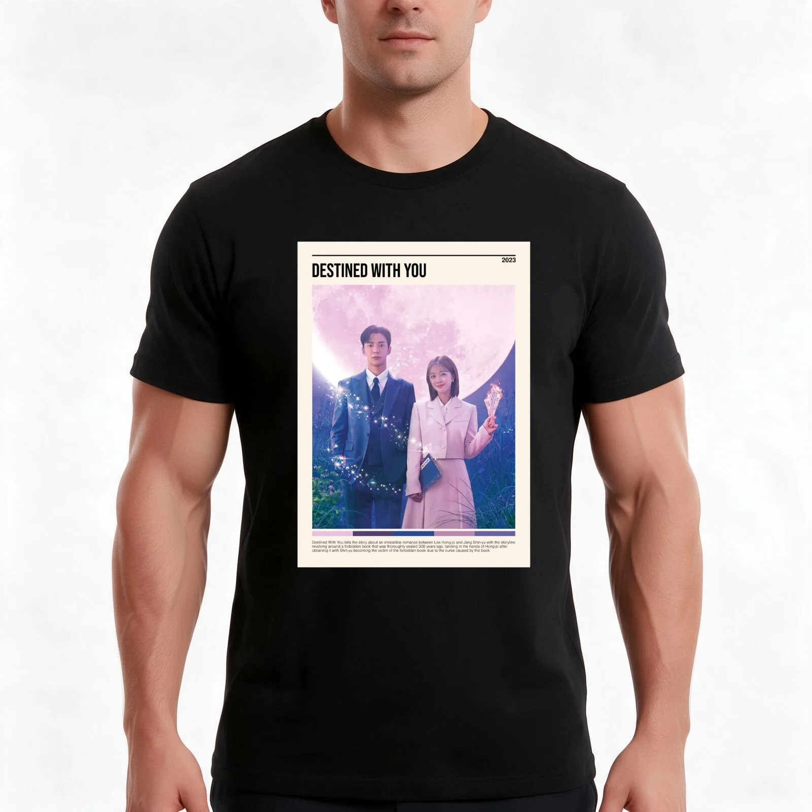 Destined With You, Minimalist Kdrama (2023) T-Shirt, Summer Casual Cotton Tee, Oversized Streetwear Tops, Vintage Graphic Print