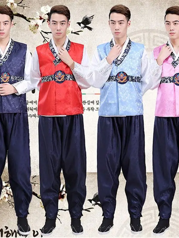 

Men Korean Traditional Clothing Folk Stage Dance Clothes Palace Performance Costume Male Multicolor Orthodox Minority Hanbok