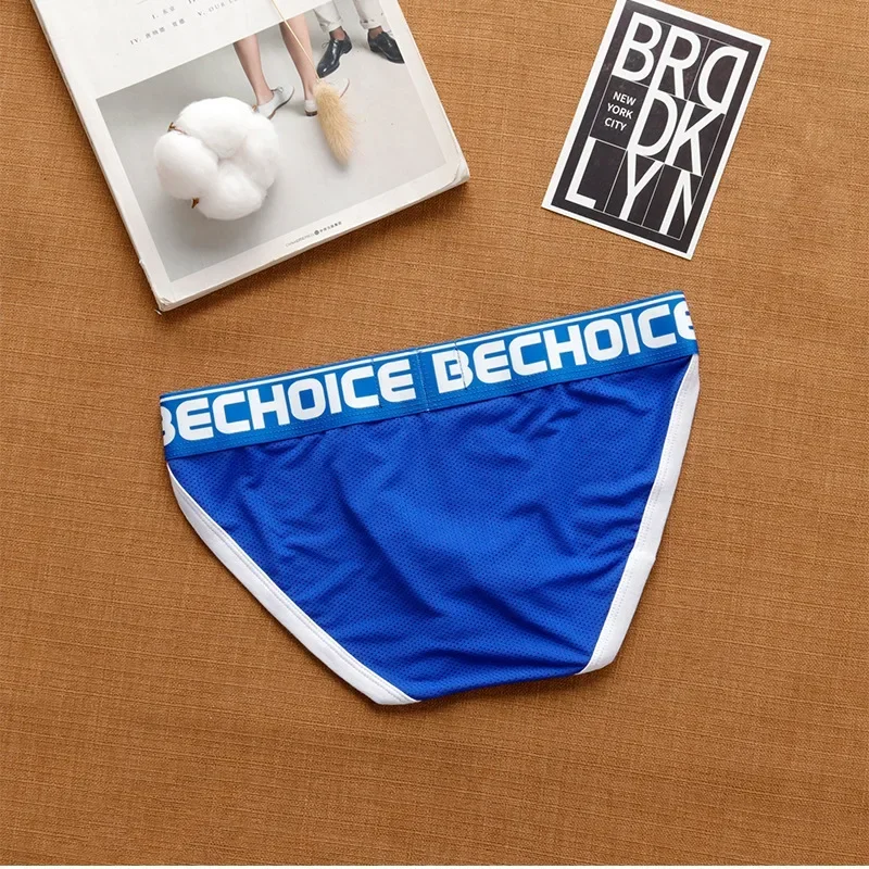 ملابس داخلية جديدة للرجال من BECHOICE ذات شوكة عالية وخصر منخفض وشبكة تسمح بمرور الهواء ومريحة للشباب #3