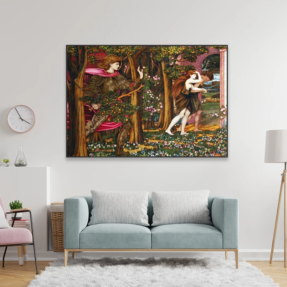 Love and The Maiden Vintage Oil Painting Prints Lovers Print Canvas Painting The Expulsion from Eden Wall Art Poster Decoration