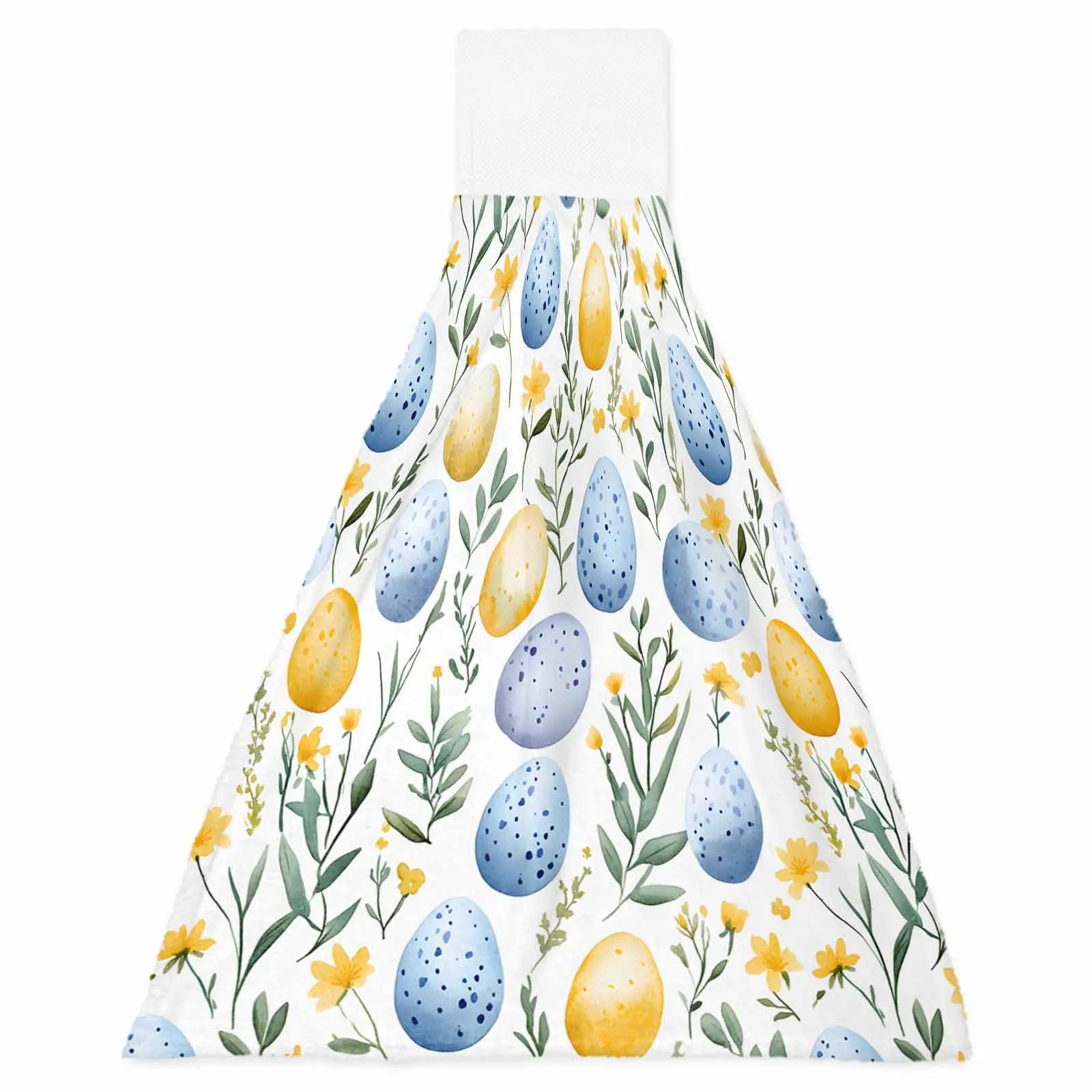 

Blue Yellow Easter Egg Flowers Hand Towels Kitchen Microfiber Dishcloths Cleaning Cloth Absorbent Hanging Towels