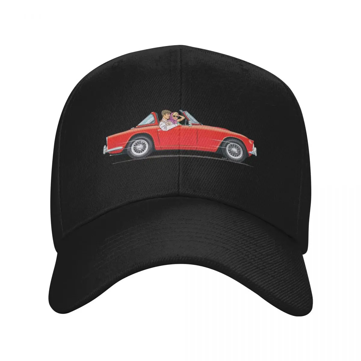 Signal Red TR4 with optional wire wheels and Surrey Top Baseball Cap Thermal Visor summer hat Hats For Women Men's