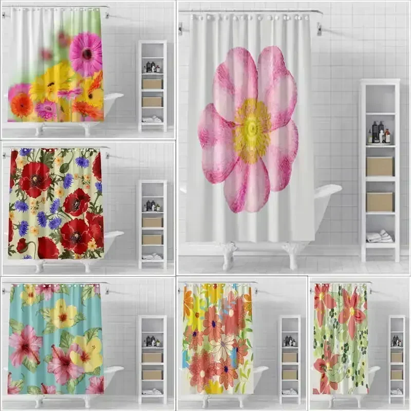 

Flower Cluster Shower Curtain Waterproof and Mildew Proof Bathroom Partition Curtain