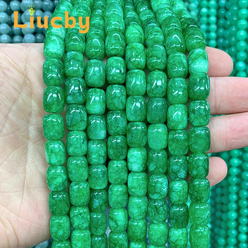 Natural stone emerald-greene Tube Beads Handmade for Jewelry Making DIY Earrings Accessories Charm Bracelet 15