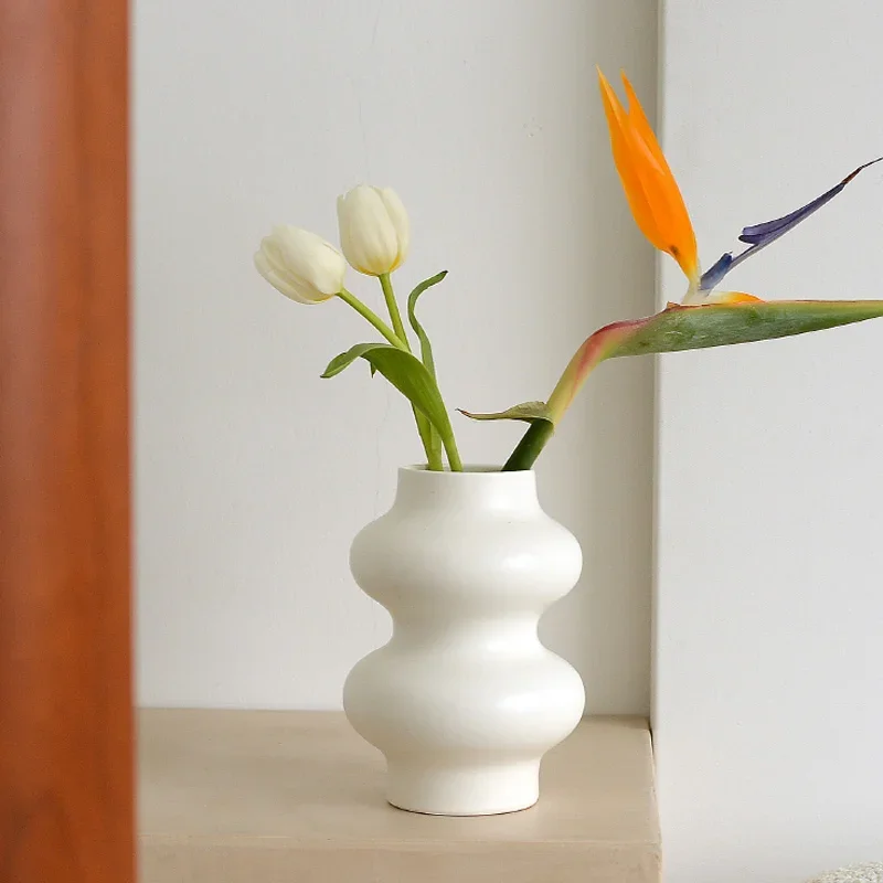 

Керамическая ваза в скандинавском стиле, украшения, цветочная композиция, сушеные цветы, креативное искусство, украшение для дома, гостиной, ваза, декор для рабочего стола