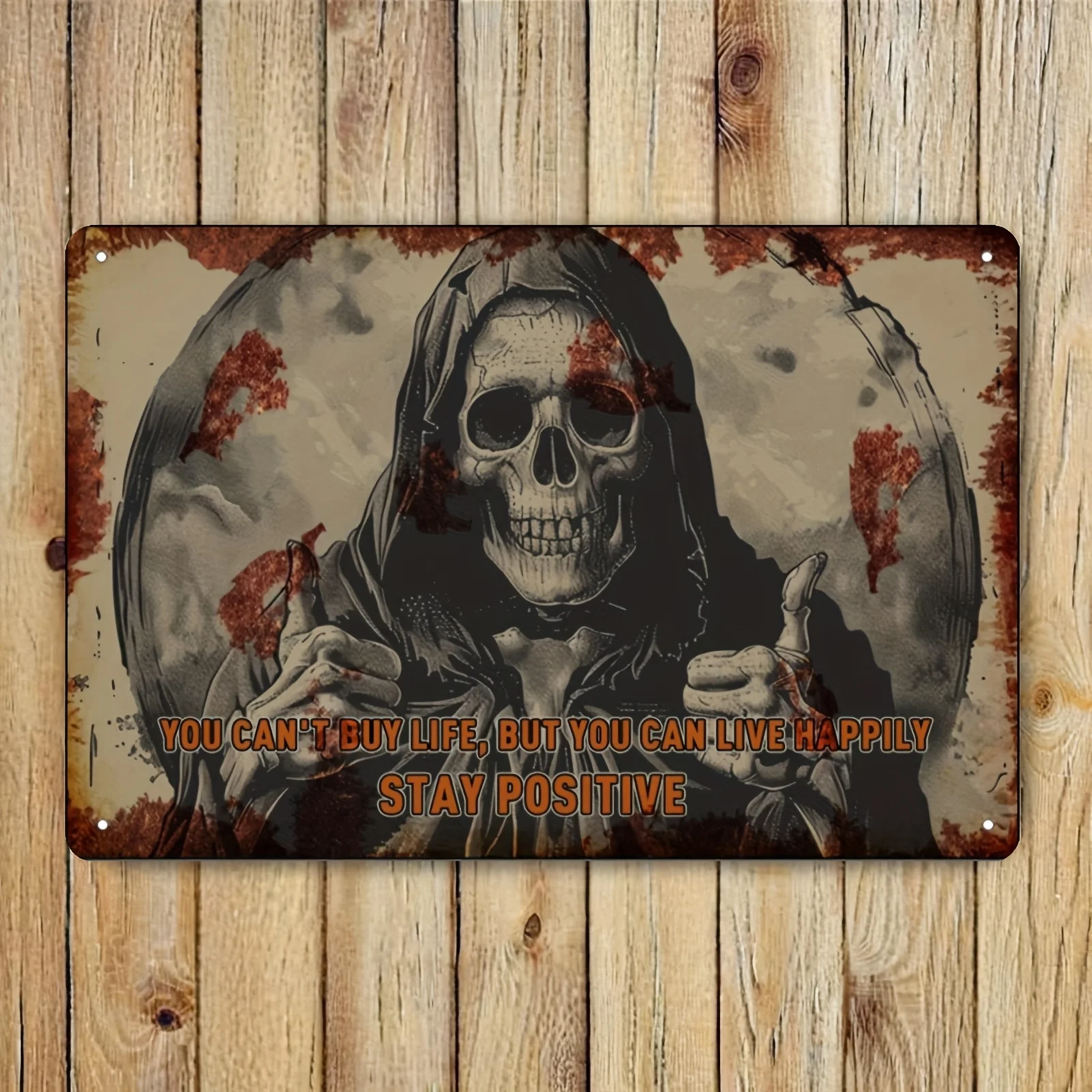 Vintage-Schädel-Wandkunstdruck-Poster – „You Can't Buy Life“, lustiges Retro-Metallschild, in ungerahmter Wanddekoration für Zuhause, Kaffeebar,