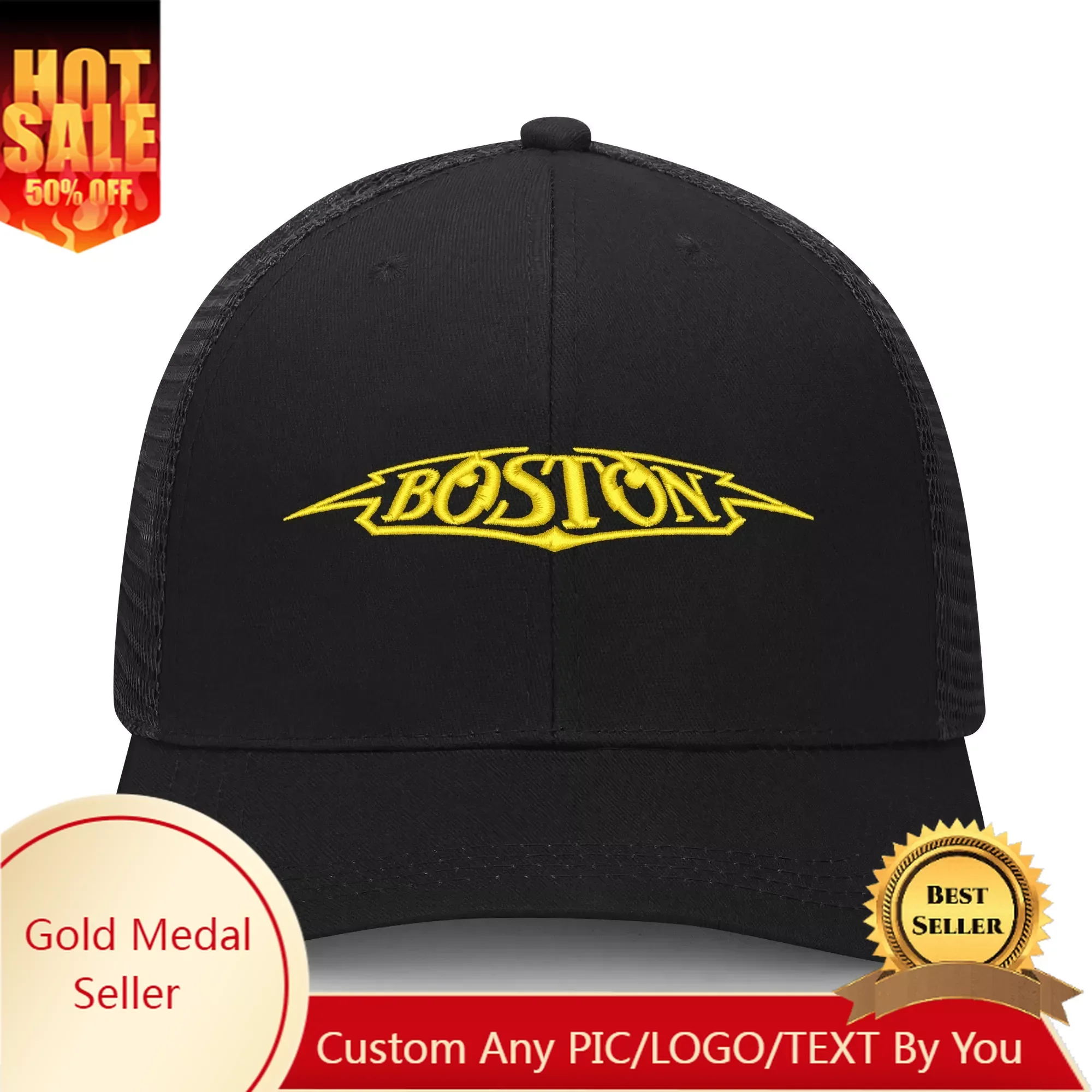 

Boston Rock Band Pop Embroidery Hat Mens Womens Sports Baseball Hat Hip Hop Breathable Summer Headwear Custom Made Caps Logo