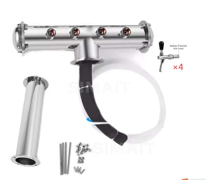 4 Tap T Shape Beer Tower Dispenser Column, 5/8