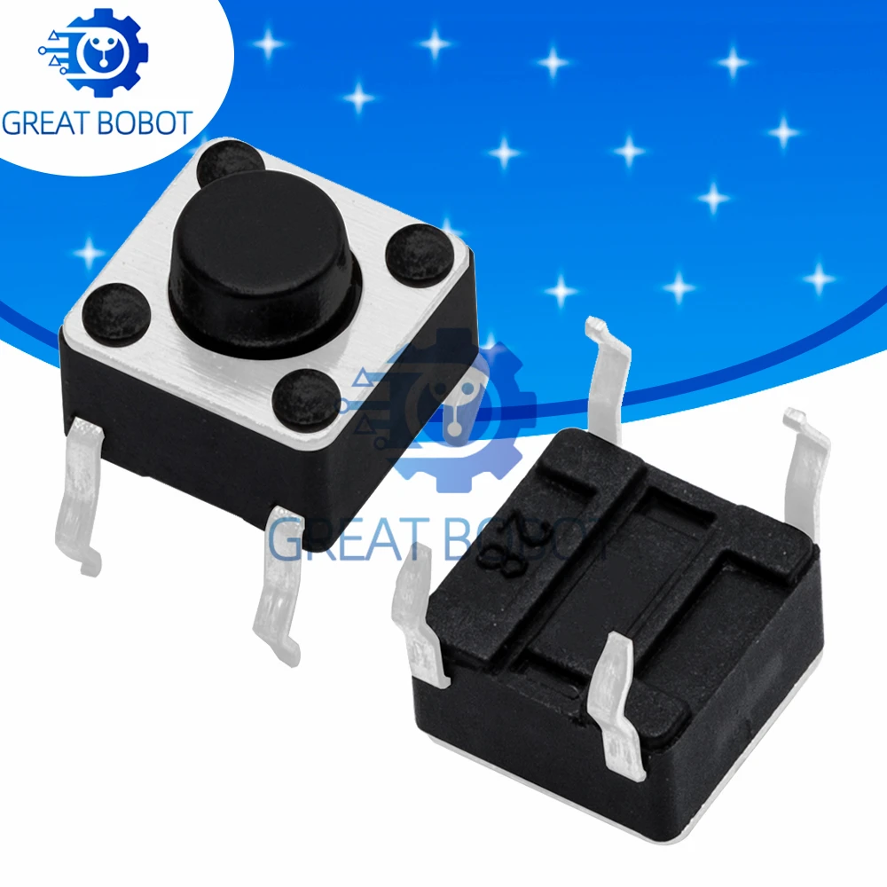 665mm 4Pin DIP Momentary Tactile Switch 100PCS Assortment Electronic Push Buttons