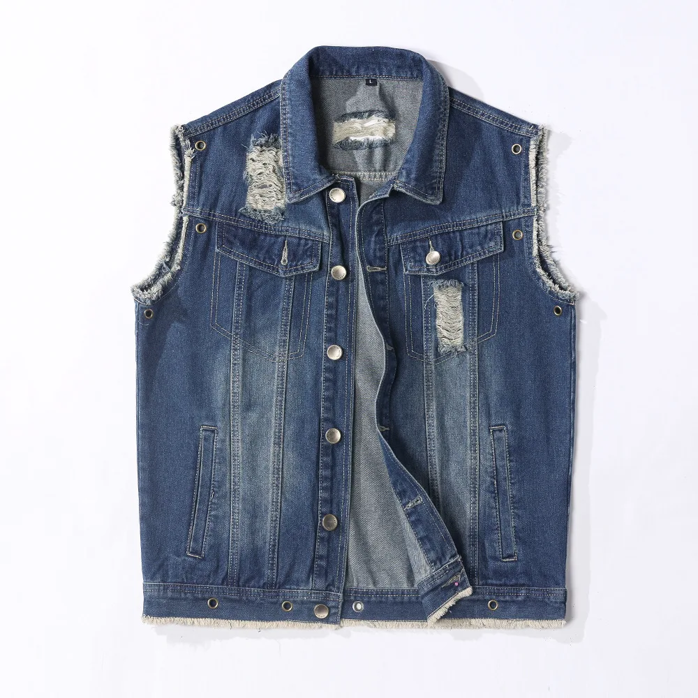Denim Vest Men's Summer And Autumn Large Size Tooling Vest Trendy Brand Sleeveless Stacked Jacket Top