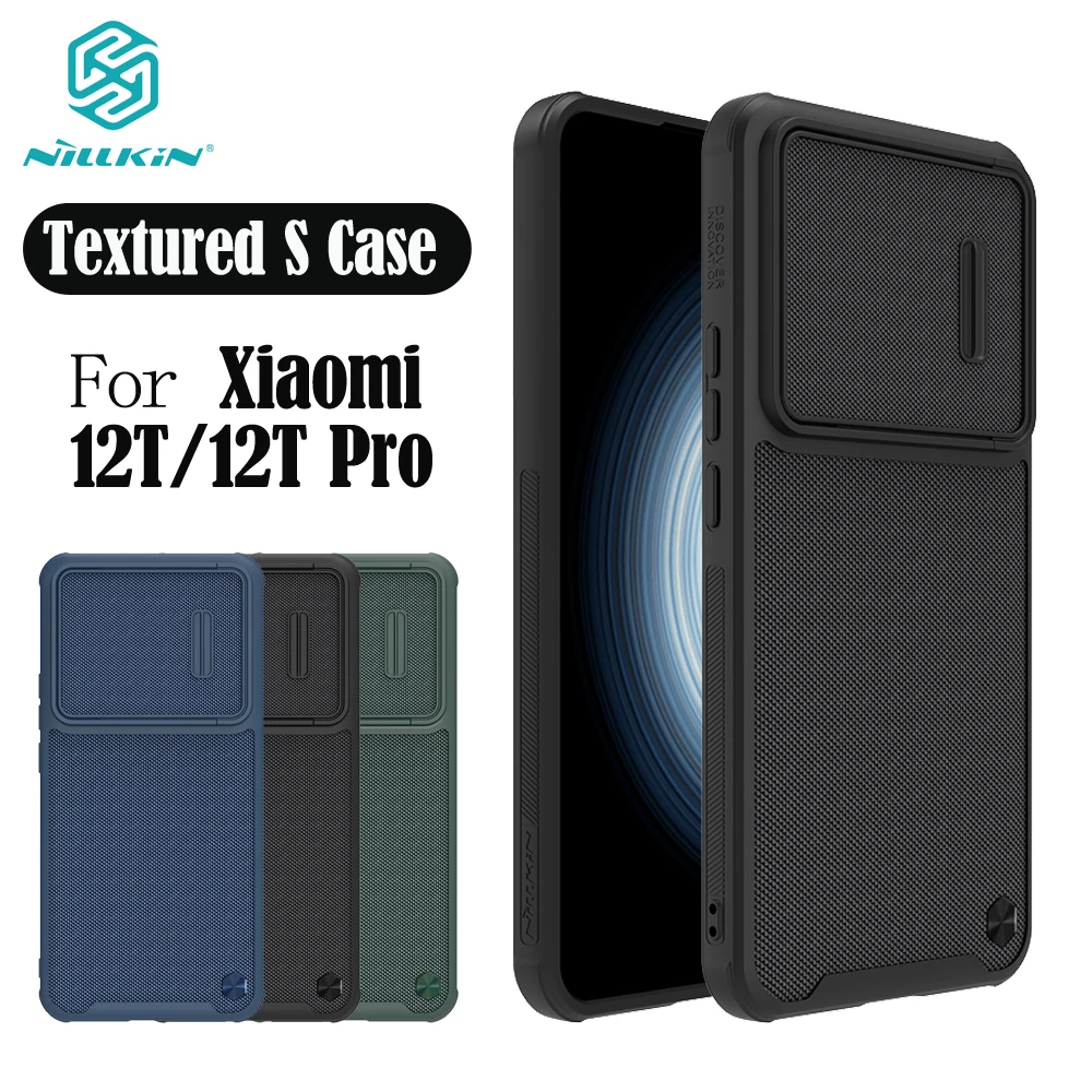 NILLKIN For Xiaomi 12T Pro Case Textured Spring Cover Nylon Fiber Weaving Material Slide Camera Cover For Xiaomi Mi 12T Bumper