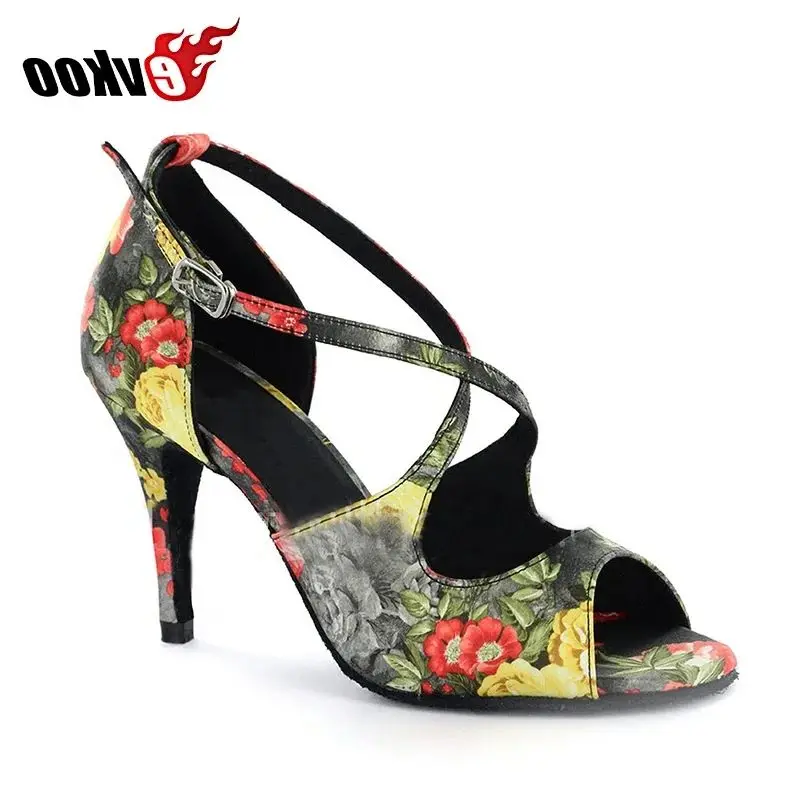 Evkoodance DIY Satin Leather Heel Height 8.5 cm Zapatos De Baile Size US4-12 Comfortable Latin Salsa Dance Shoes Girls Evkoo-424
