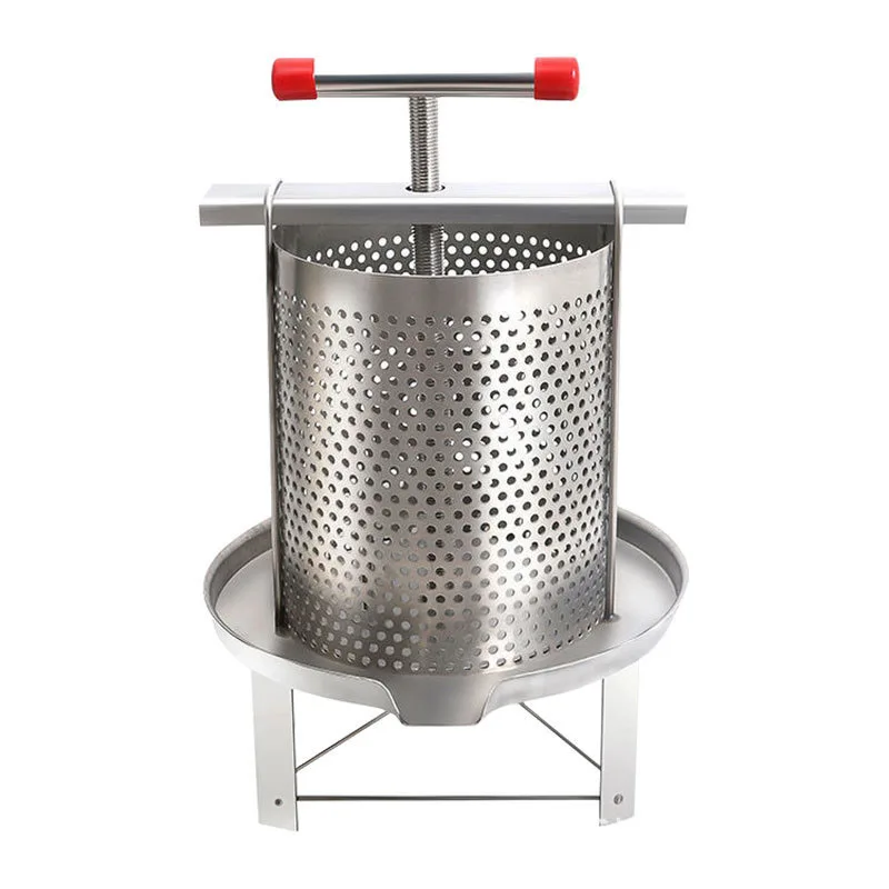 Stainless Steel Manual Honey Wax Press Perforated Barrel Honey Comb Extractor Multi Functional Fruit Juice Press Beekeeping Tool
