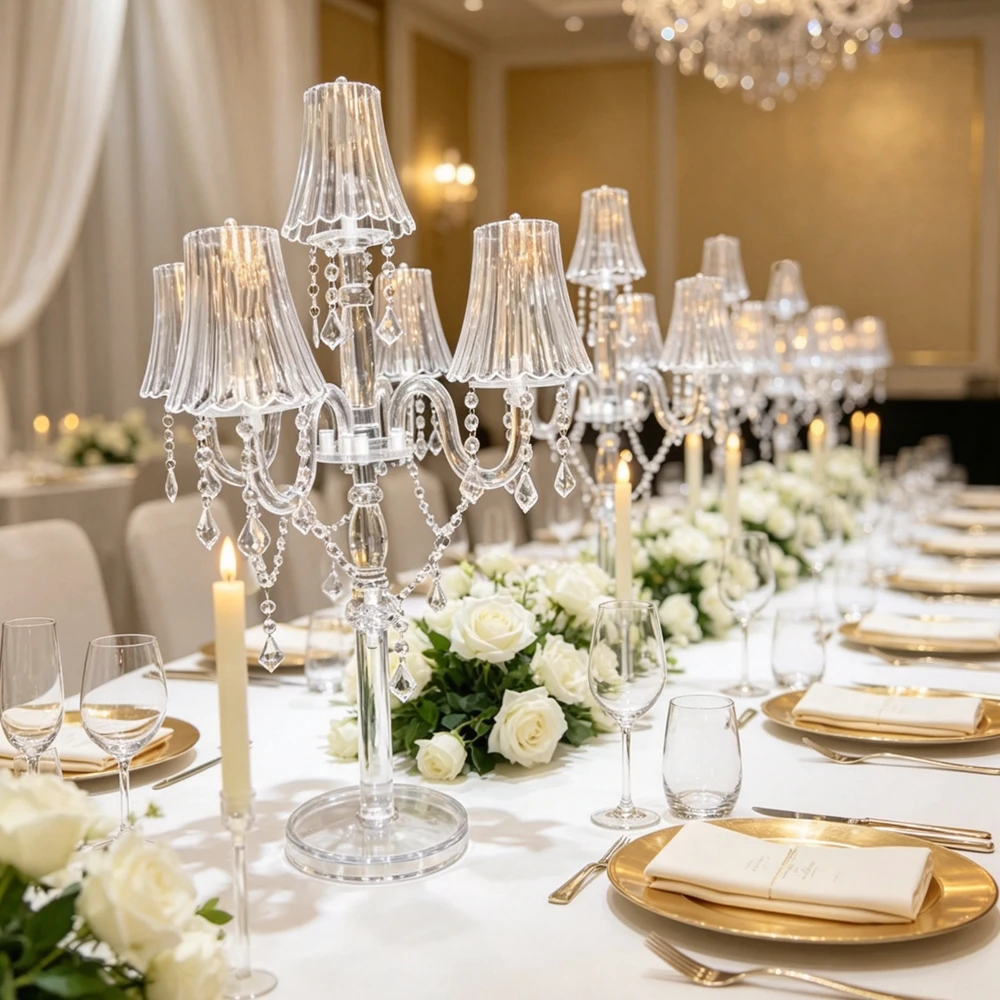 5/10pcs 80-120cm acrylic Crystal chandelier Candle Holder Stand Table Centerpieces Candlesticks for Party Event Decoration